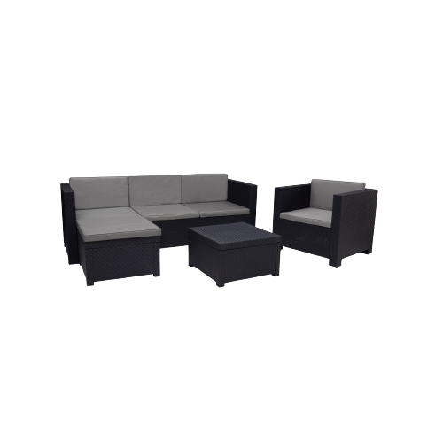 Садові меблі SP Berner Manhattan (3-місний диван, крісло, пуф, журнальний столик), графіт _stock