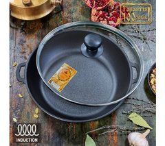 Жаровня чавунна 26*6см зі скляною кришкою
