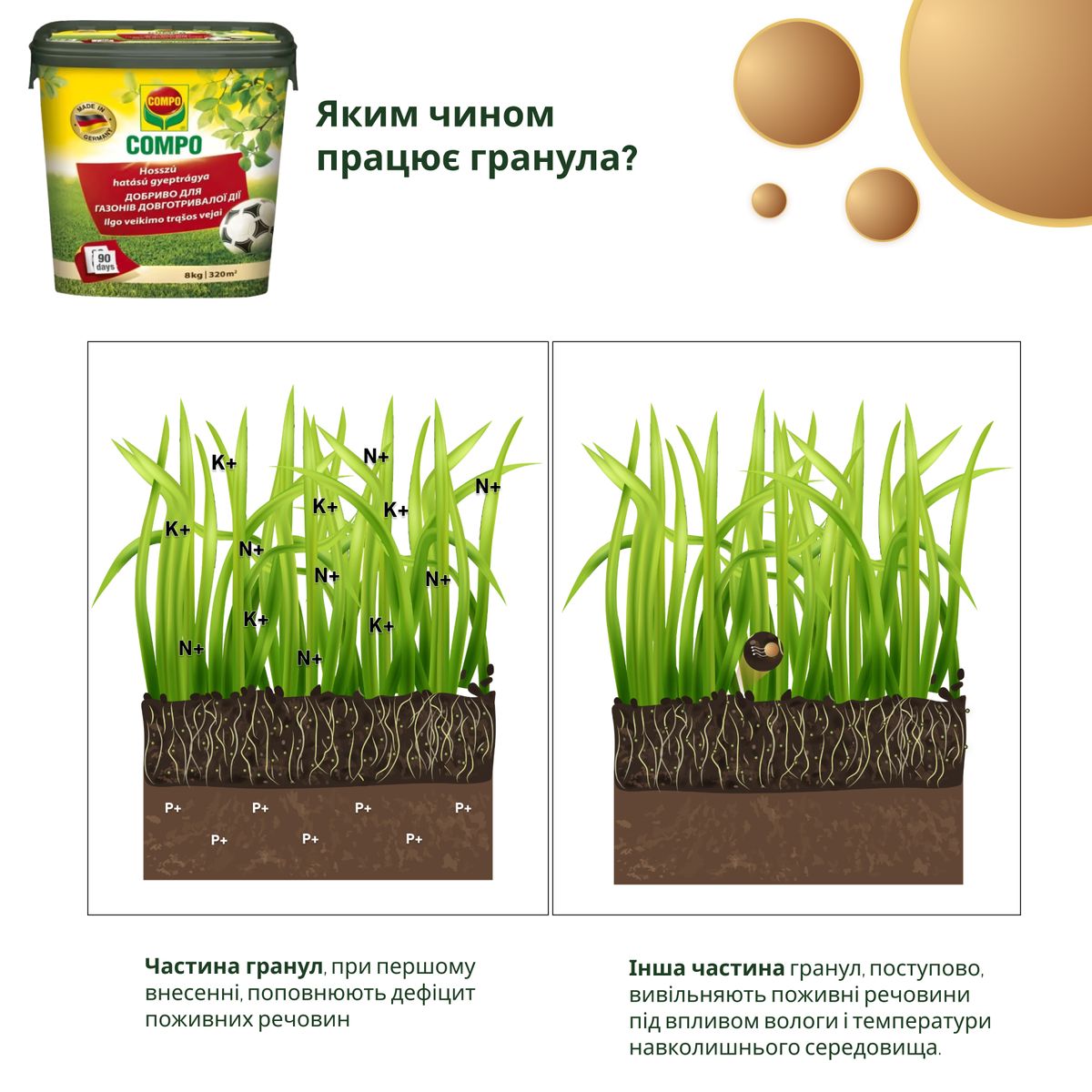 COMPO Тверде добриво тривалої дії для газонів 8 кг