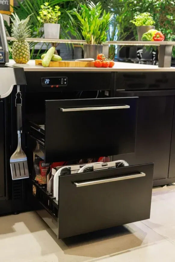 Вулична барбекю кухня (острів) для гриля Genesis EPX-335 Weber BBQ Kitchen Gas 231 з двома крючками для інструментів + модуль мийки та холодильник