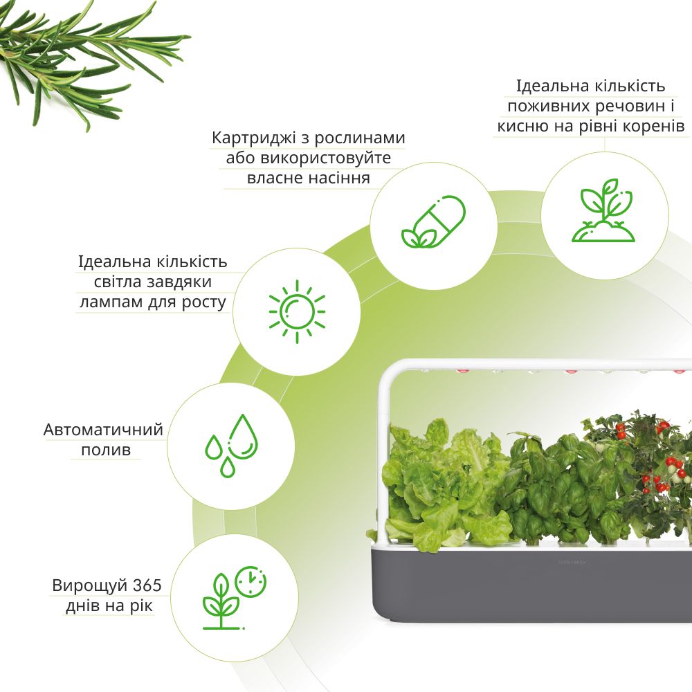 Розумний сад - гідропонна установка для рослин, Smart Garden 9, сірий