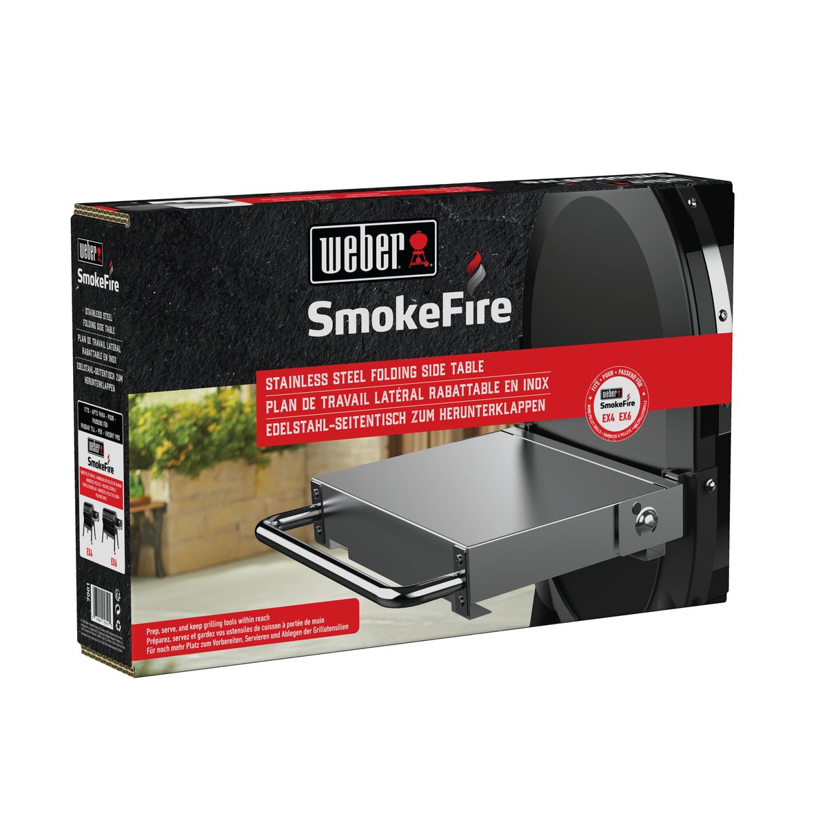 Складений боковий столик з нержавіючої сталі для пелетних грилів Weber SmokeFire