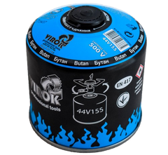 Балон газовий 1-разовий VIROK з різьбою 500g/870ml. для плит/кемпінгу (EN417) BUTAN [12]