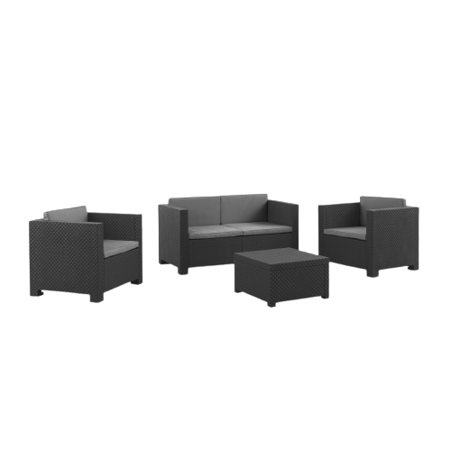 Садові меблі SP Berner Diva Comfort (2-місний диван, 2 крісла, стіл для зберігання), графіт