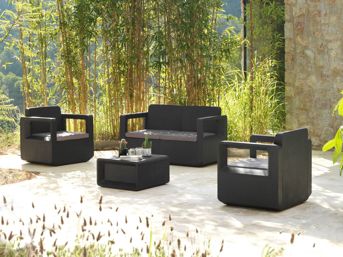 Садові меблі SP Berner Venus Comfort (2-місний диван, 2 крісла, кавовий стіл), графіт