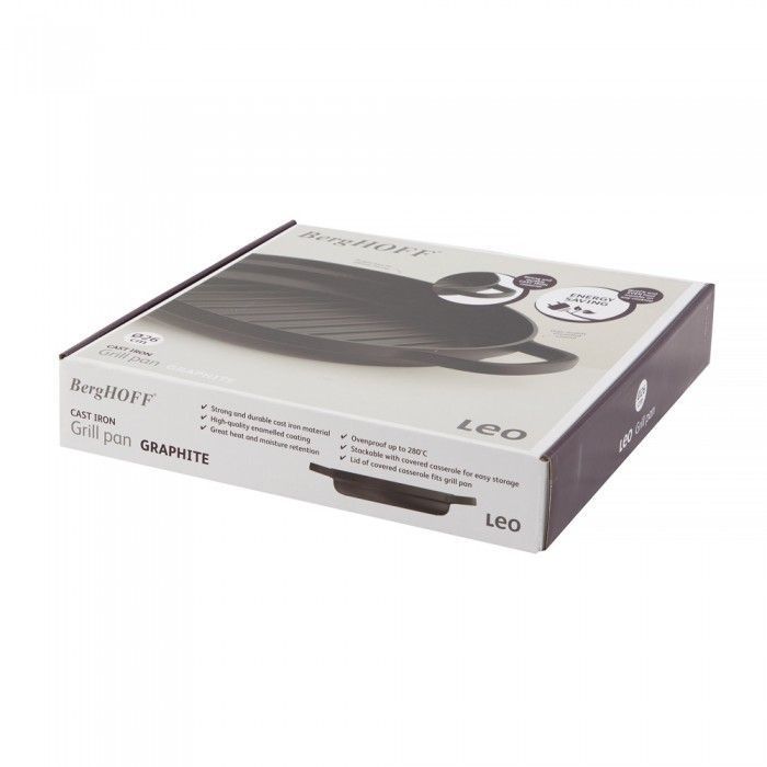3950467 Сковорода-гриль BergHOFF LEO GRAPHITE із двома ручками, чавун, діам. 26 см, 2,1 л