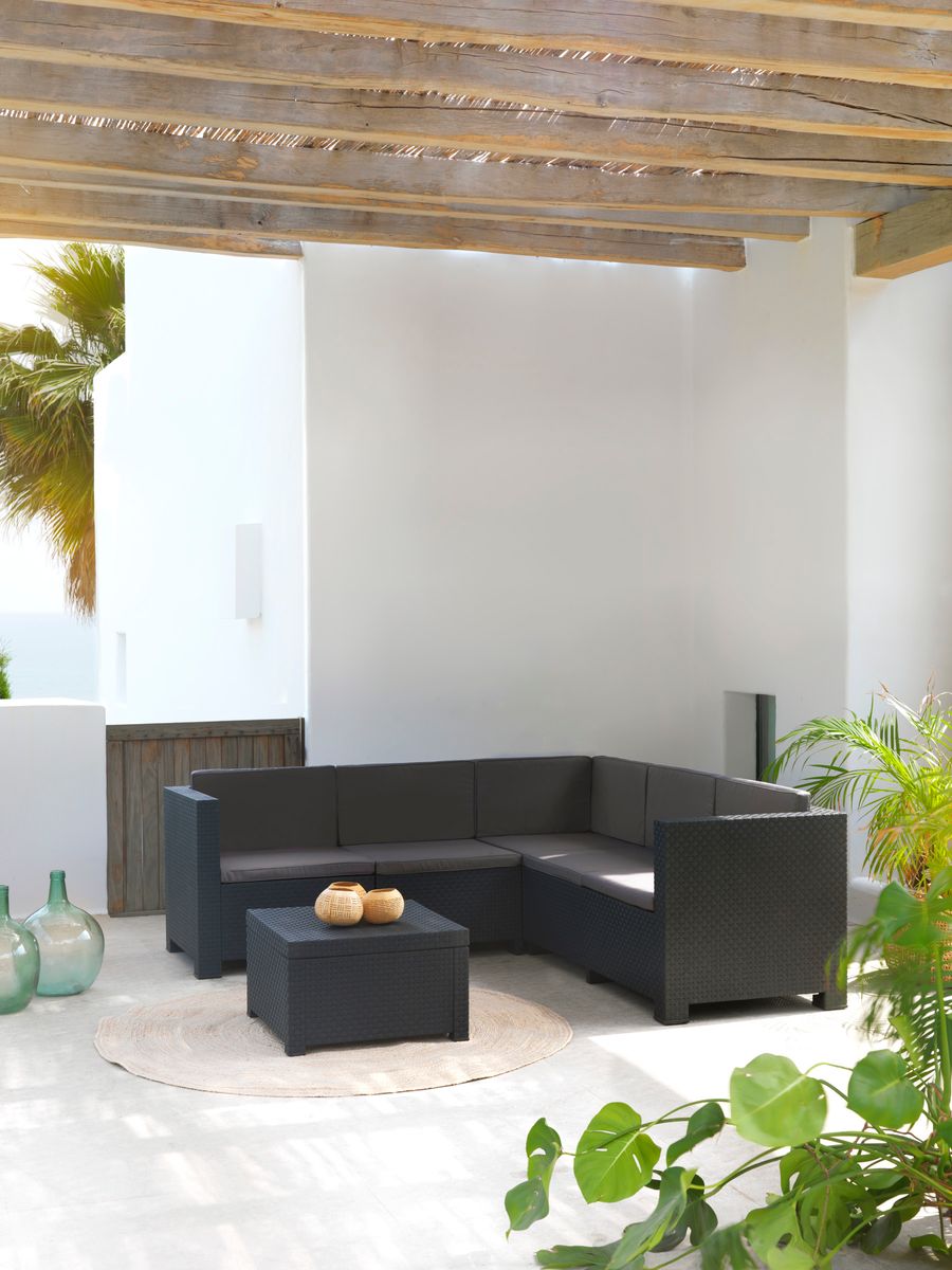 Садові меблі SP Berner Oasis (3-місний та 2-місний дивани, подушка, кавовий стіл), графіт